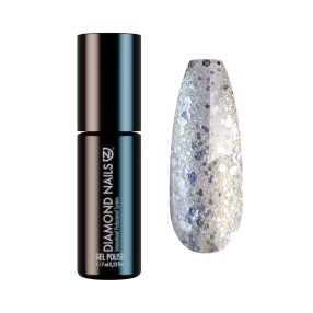 Diamond Nails ojă semipermanentă Sclipici Auriu cu Hexagoane Argintii DN110 7ml cu efect spectaculos