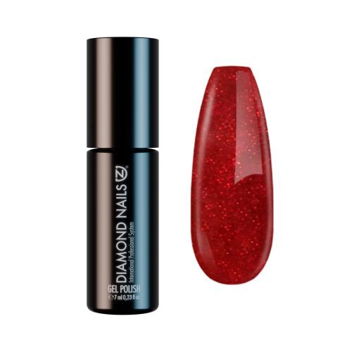 Diamond Nails ojă semipermanentă Portocală cu Miez Roșu Sclipitor DN174 7ml cu efect vibrant și strălucitor