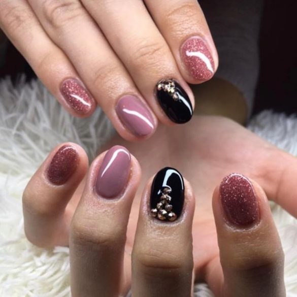 Gel Lac - 4 ml DN102 - Rosegold cu sclipici - Pensula nouă!