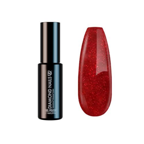 Diamond Nails Gel Lac - Portocală cu miez roșu sclipitor - DN174 - 4ml  -fără HEMA