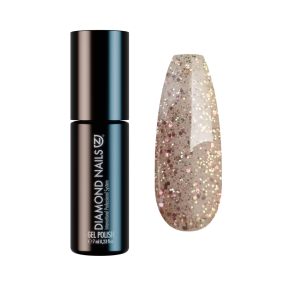 Diamond Nails Gel Lac - Rose Gold cu sclipici mari - DN227 - 7ml