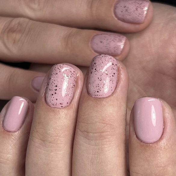 Gel Lac - DN227 - Rose Gold cu sclipici mari