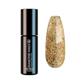 Diamond Nails Gel Lac - Auriu cu sclipici mari - DN226 - 7ml