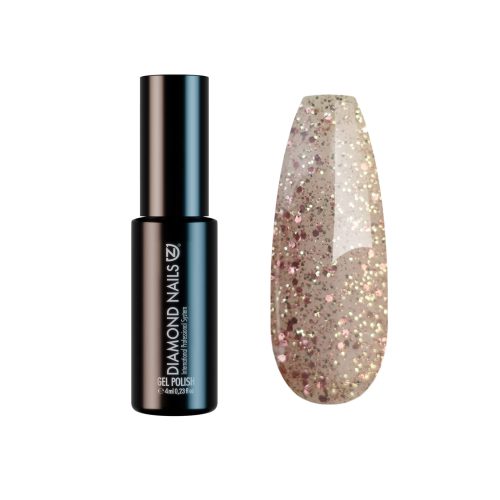 Diamond Nails Gel Lac - Rose Gold cu sclipici mari - DN227 - 4ml