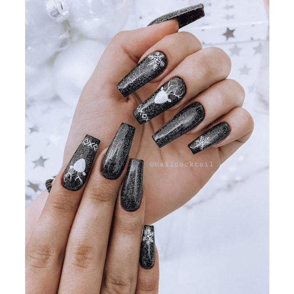 Top Gel Lac fără fixare cu sclipici argintiu -02