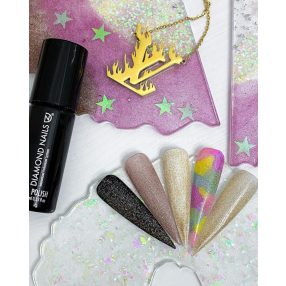 Top Gel Lac Fără fixare cu sclipici auriu - 03 - 7ml - No wipe   Top Gel Lac Fără fixare cu sclipici auriu - 03 - 7ml - No wipe