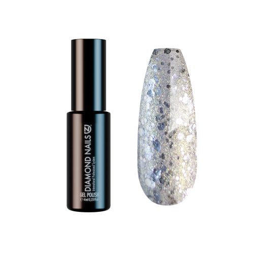 Diamond Nails Gel Lac - Sclipici Auriu cu Hexagoane Argintii - DN110 - 4ml - Fără HEMA