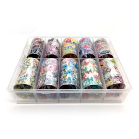 1 - Folii de transfer unghii, set din 10 modele de la Diamond Nails.