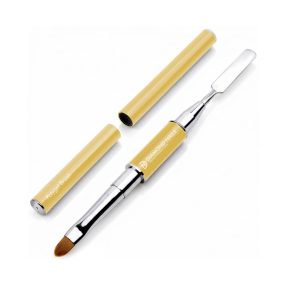 Pensulă Profesională PolyGél și Acryl Gel cu Spatulă 2 în 1 - Galbenă