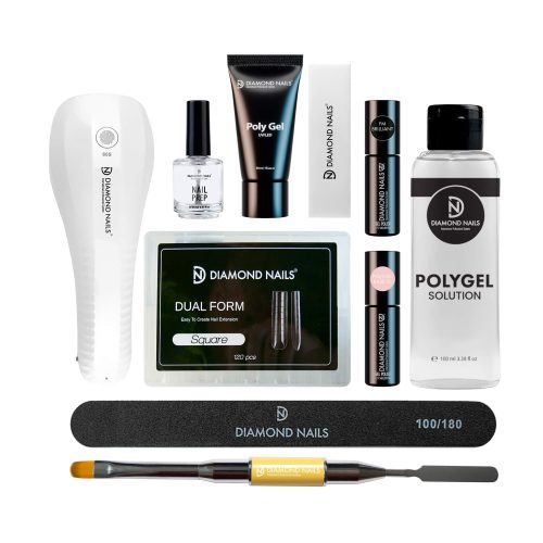 Diamond Nails Kit polygel cu lampa UV/LED SUNx36 10W