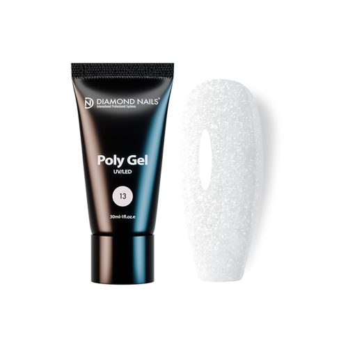 PolyGel 13 - White Glitter - 30ml - Fără HEMA și TPO Diamond Nails