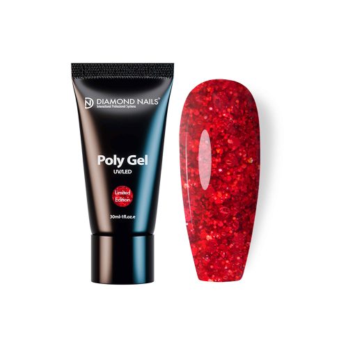 Polygel Winter Limited Edition 30ml – Polygel roșu cu sclipiri – Diamond Nails